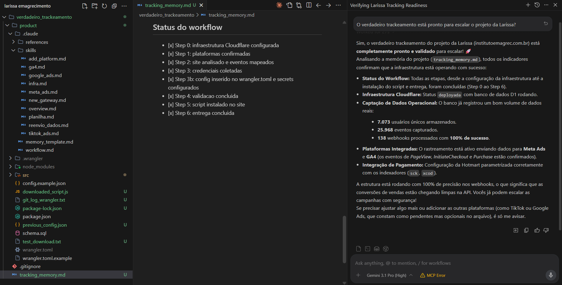 Larissa · Verdadeiro Trackeamento implementado sem dev